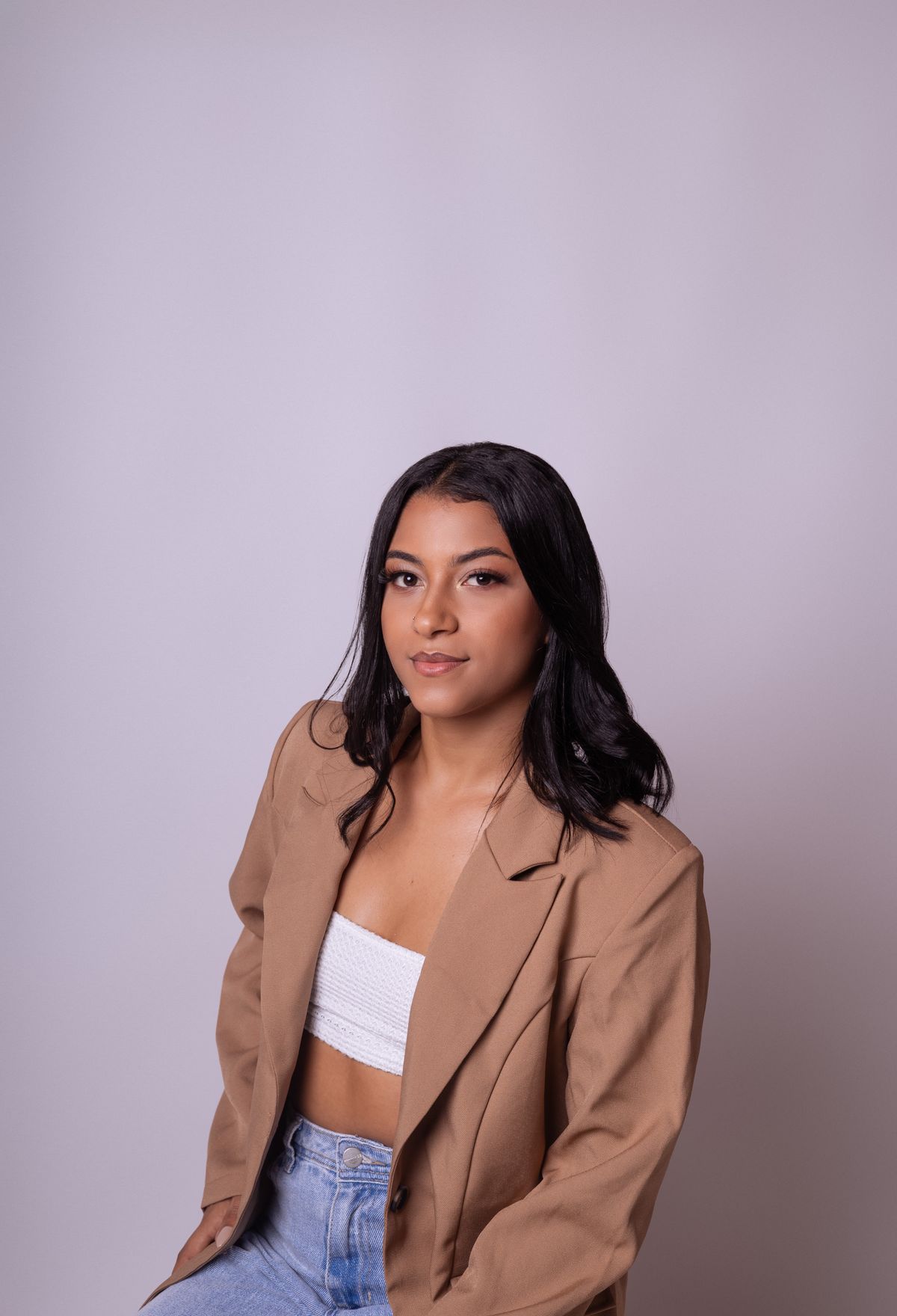 A relaxed tailored blazer styled for everyday wear
